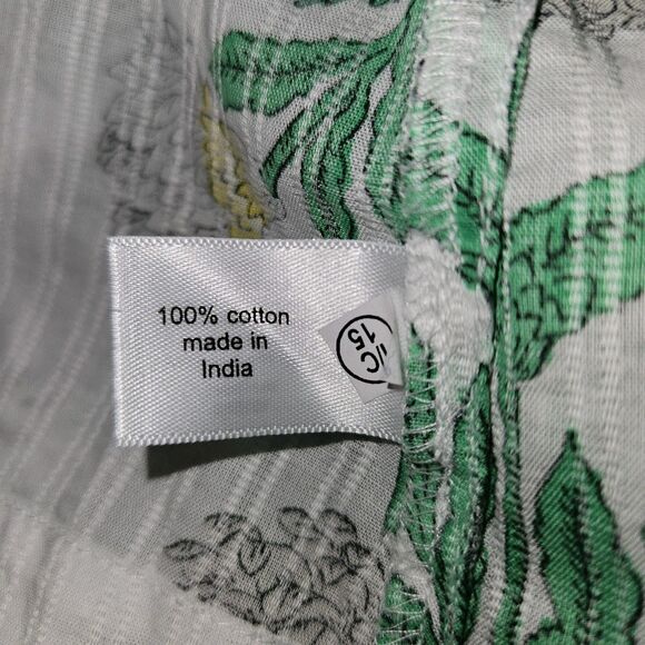 LANE BRYANT Sz18/20 White Green Boho Peasant Blouse Square Neck Tropical Floral - Picture 4 of 4